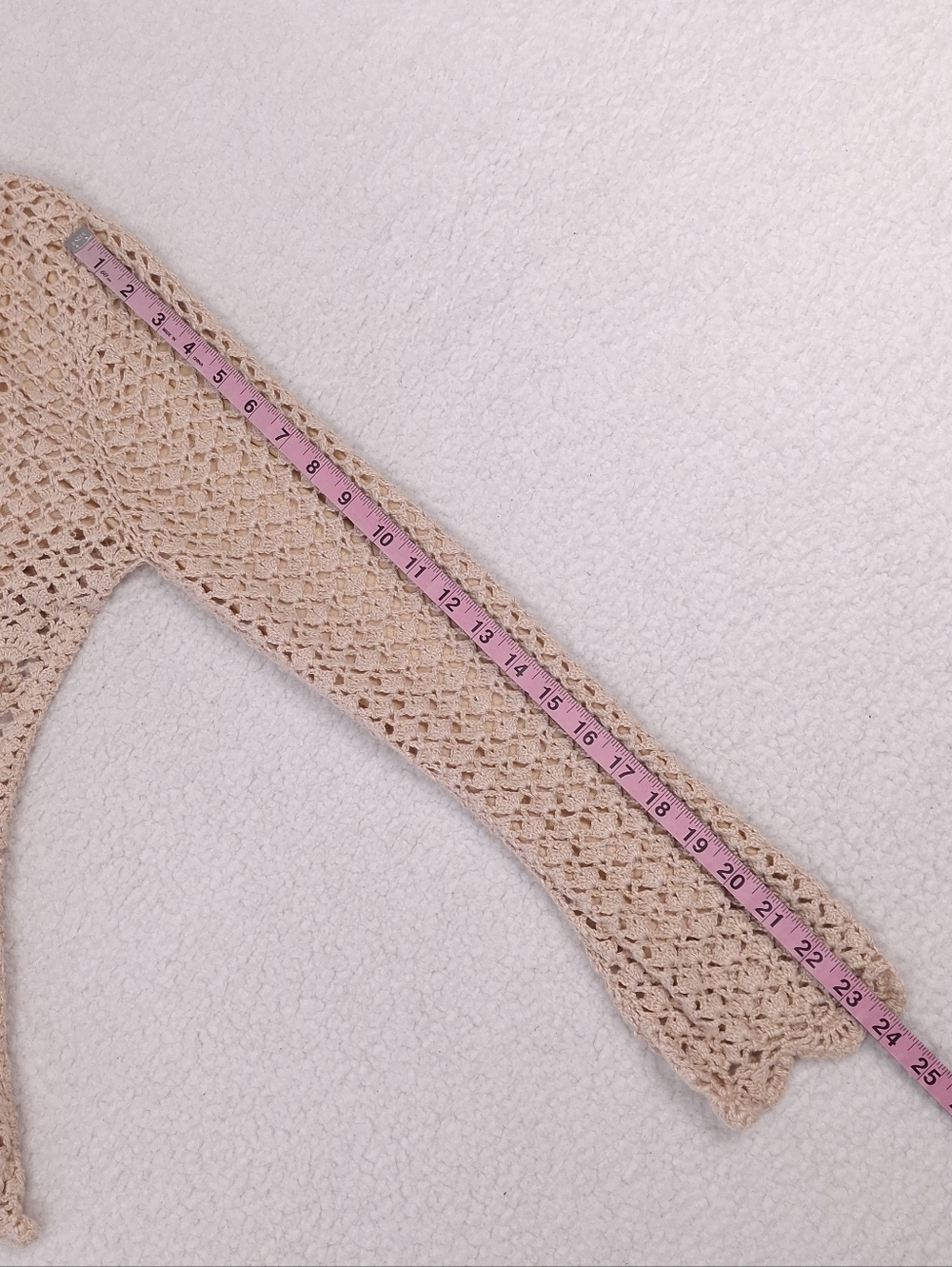 Spiegel vintage open crochet cardigan boho cottagecore festival slim fit beige - Picture 6 of 9